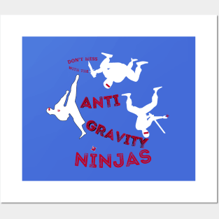 Anti Gravity Ninjas (White/Red Over Blue) By Abby Anime(c) Posters and Art